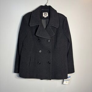 Anne Klein Wool Blend Double Breasted Peacoat Womens PXL Charcoal Winter Coat